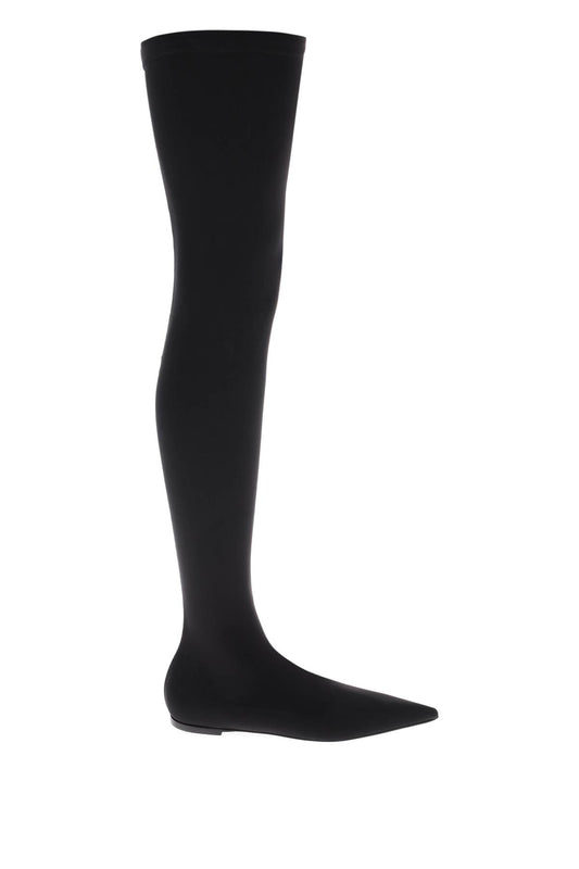 Dolce & Gabbana Stretch Jersey Thigh High Boots   Black