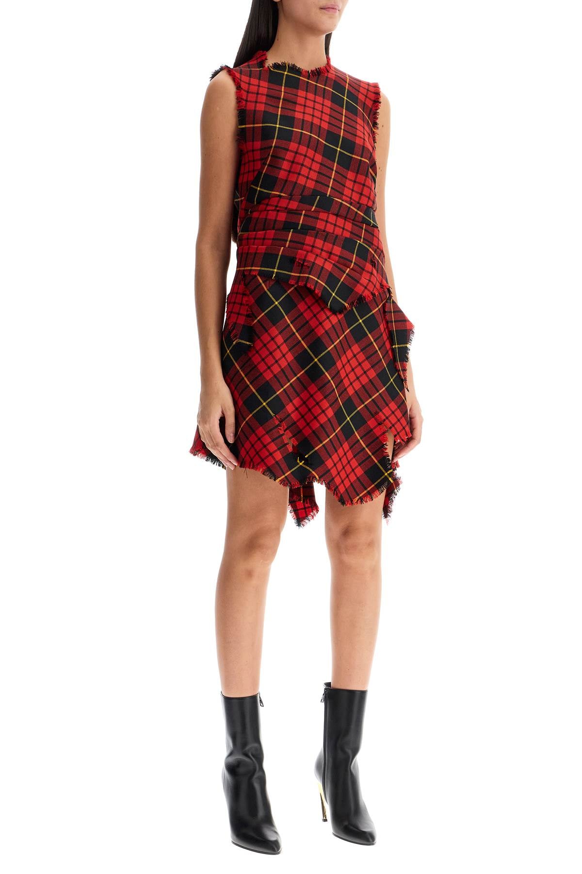 Alexander Mcqueen distressed wool tartan mini dress - VivaceVenus