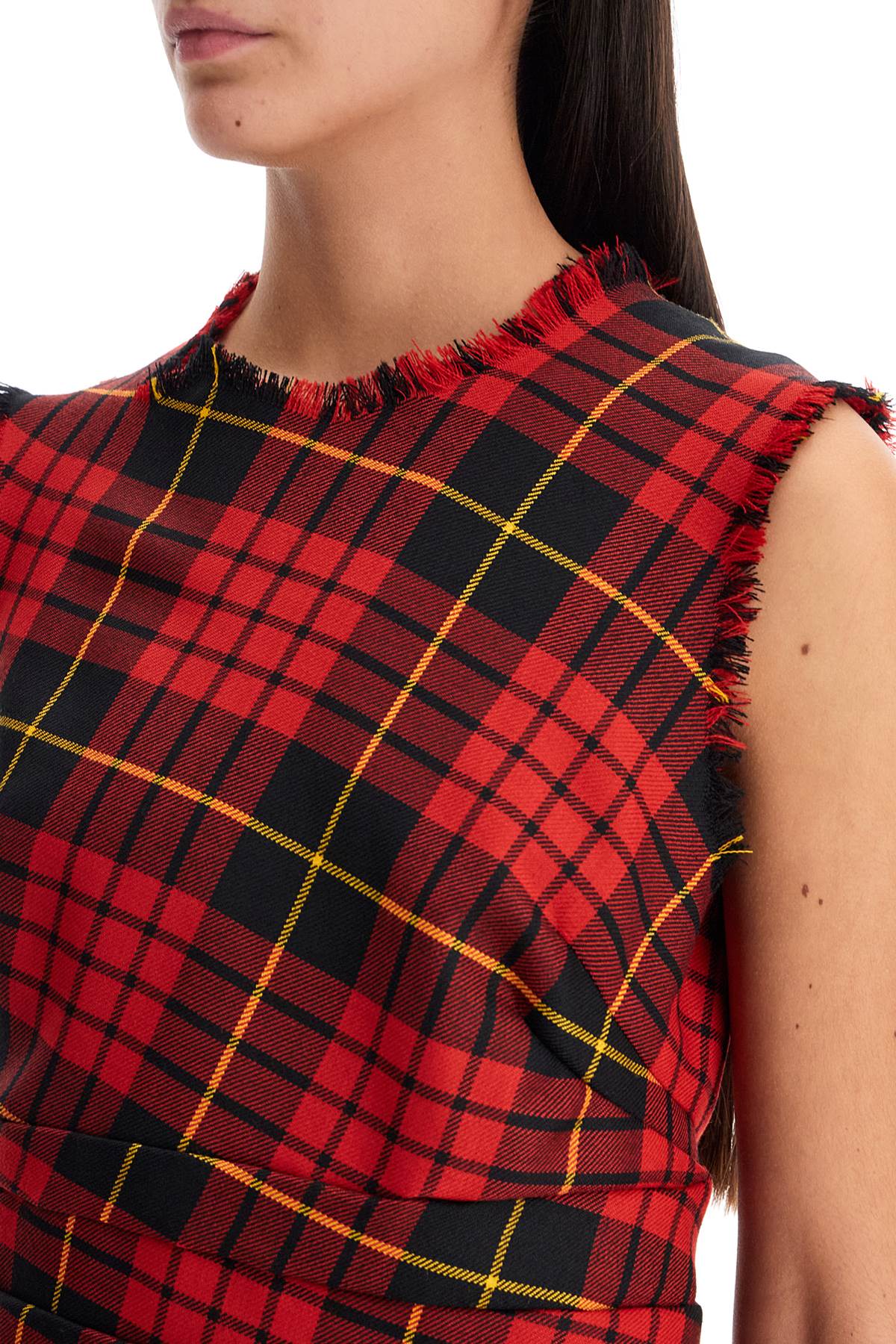 Alexander Mcqueen distressed wool tartan mini dress - VivaceVenus