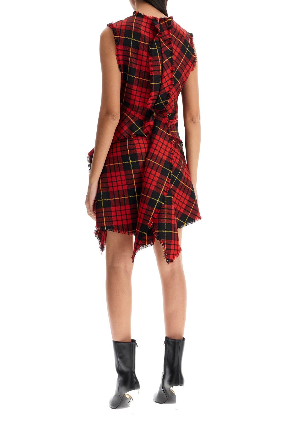 Alexander Mcqueen distressed wool tartan mini dress - VivaceVenus