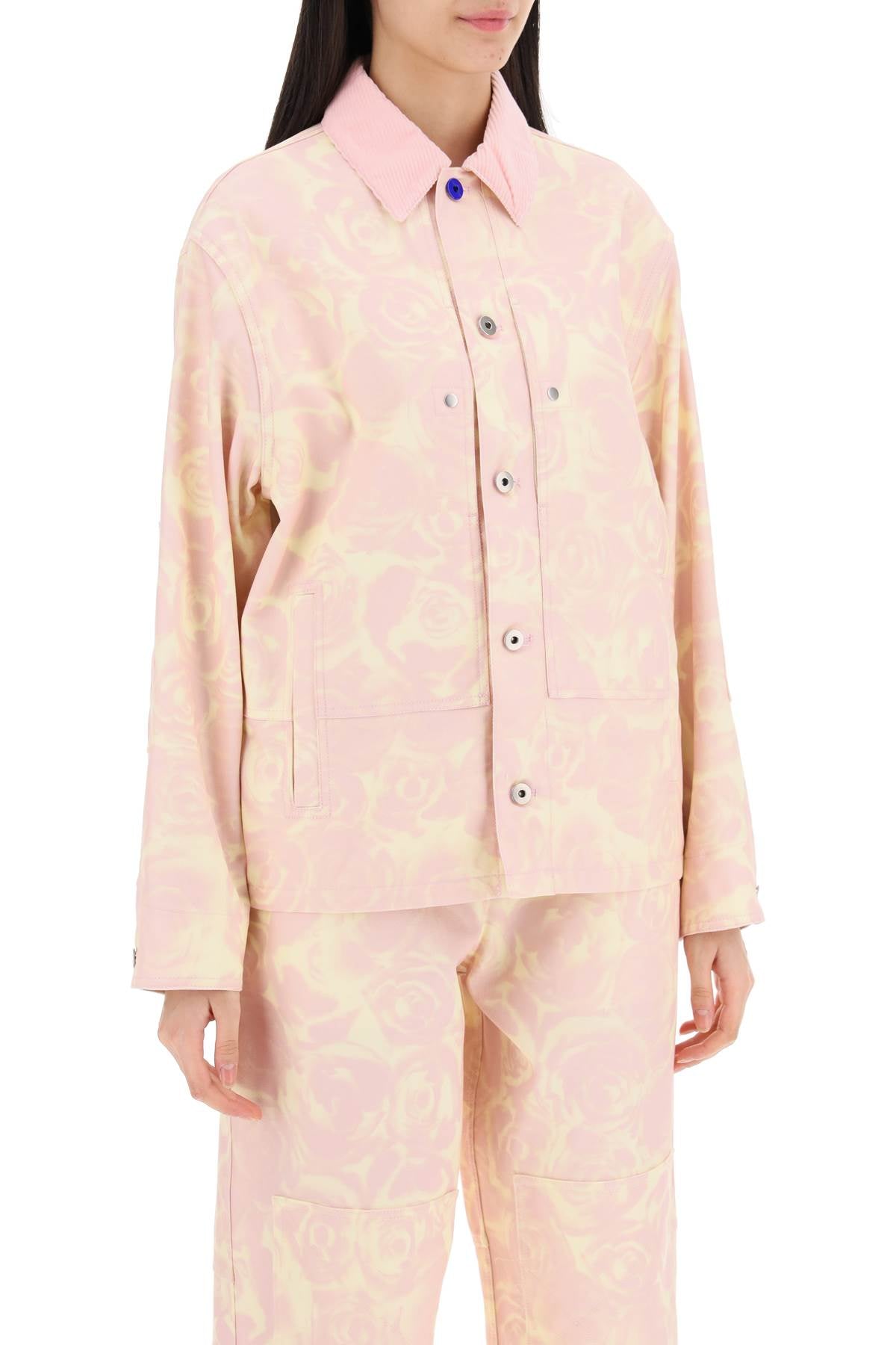 Burberry "canvas workwear jacket with rose print - VivaceVenus