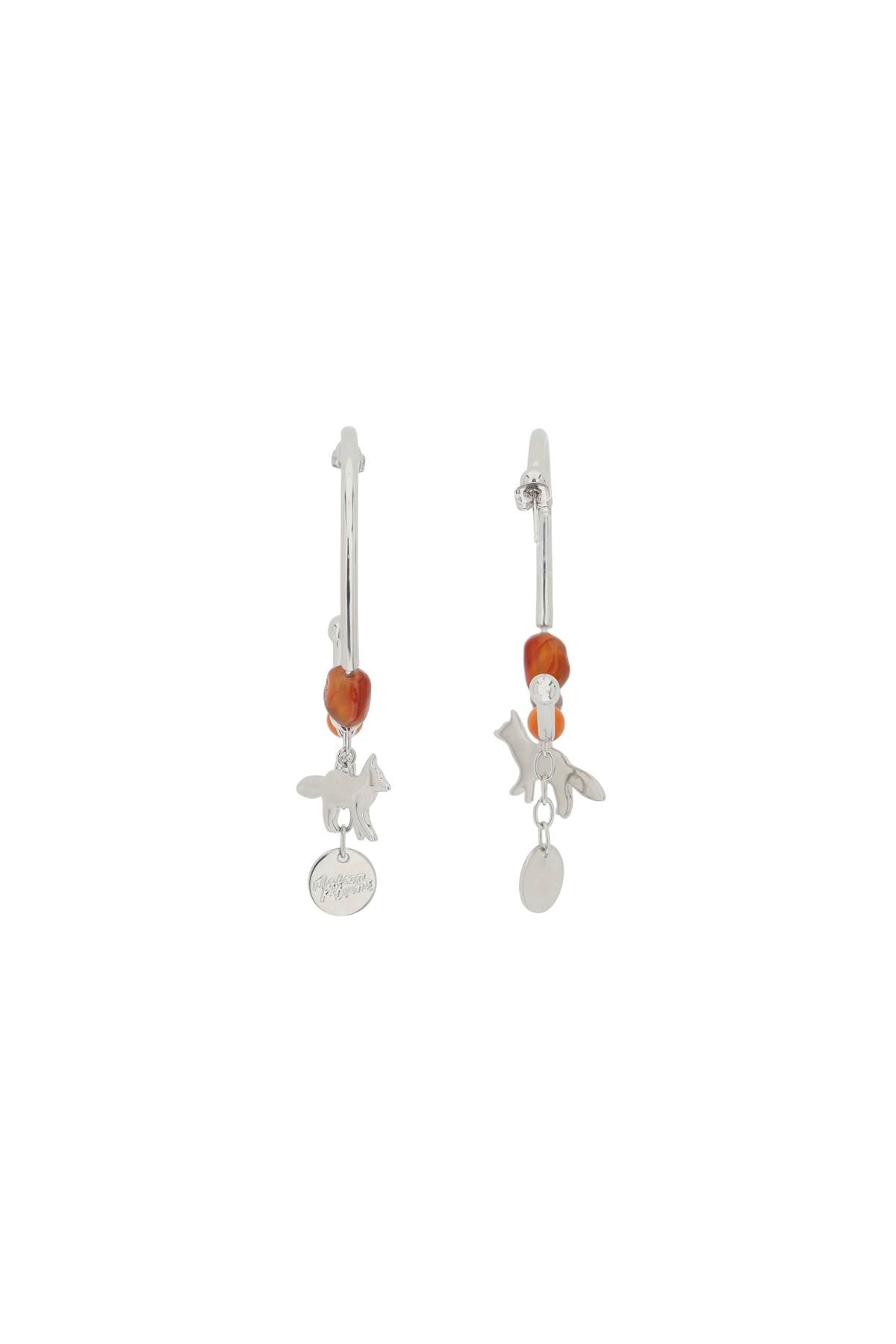 Maison Kitsune Fox & Beads Hoop Earrings   Silver