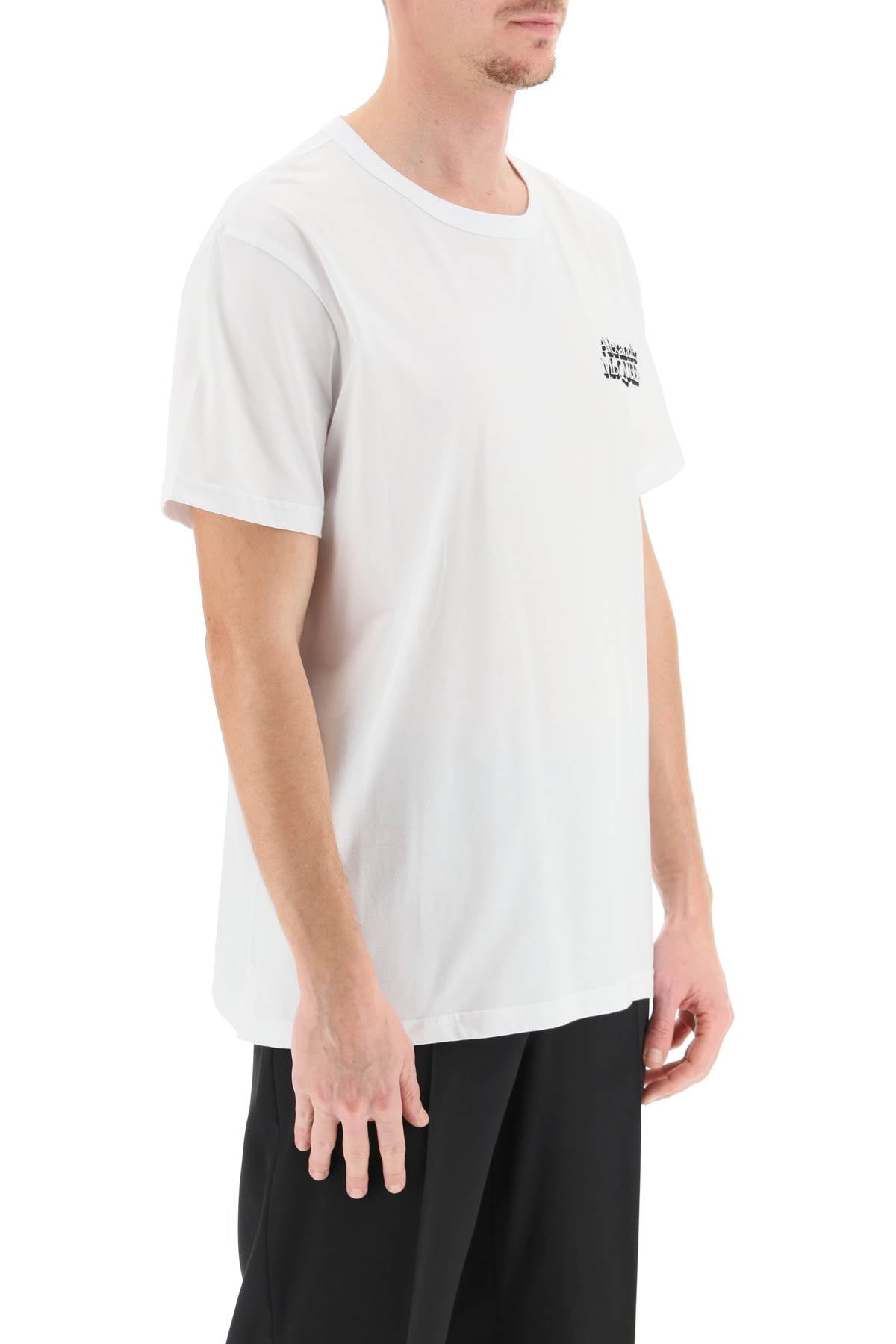 Alexander Mcqueen Logo Embroidered T Shirt   Bianco