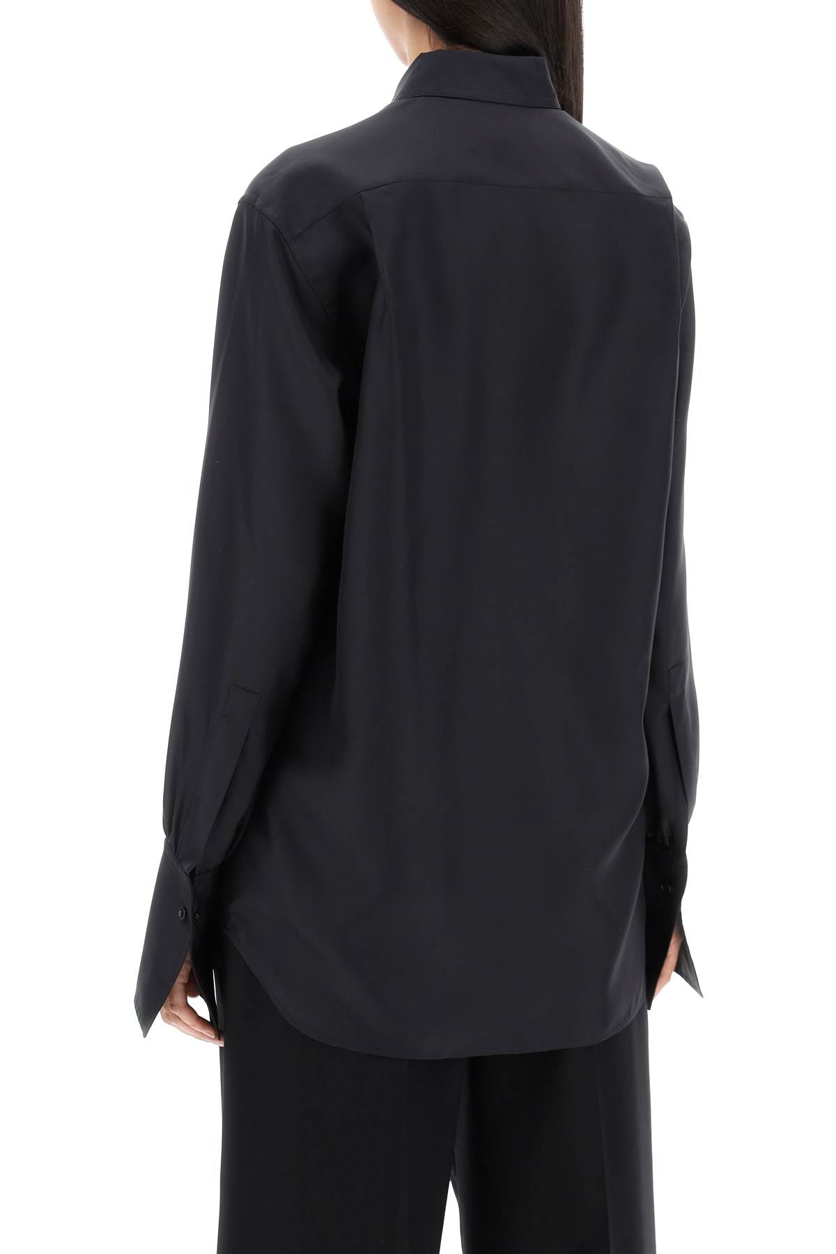 Burberry Long Sleeved Silk Shirt   Black