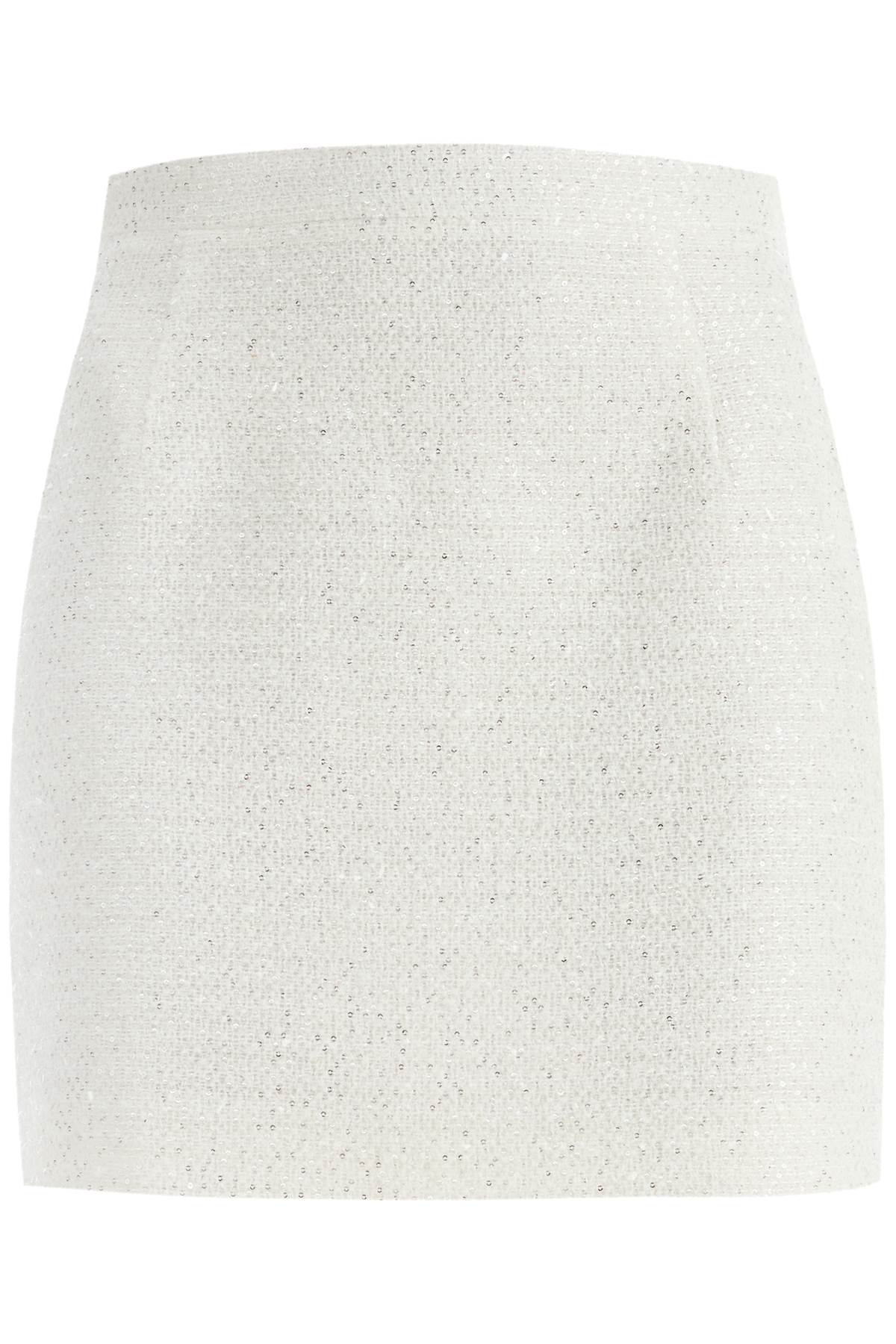 Alessandra Rich Tweed Mini Skirt With Sequins   White