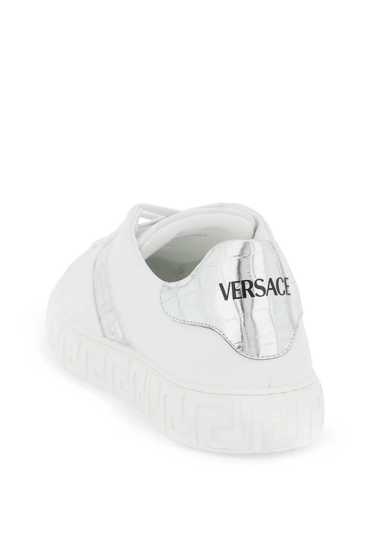 Versace Greek Pattern Sneakers   Silver