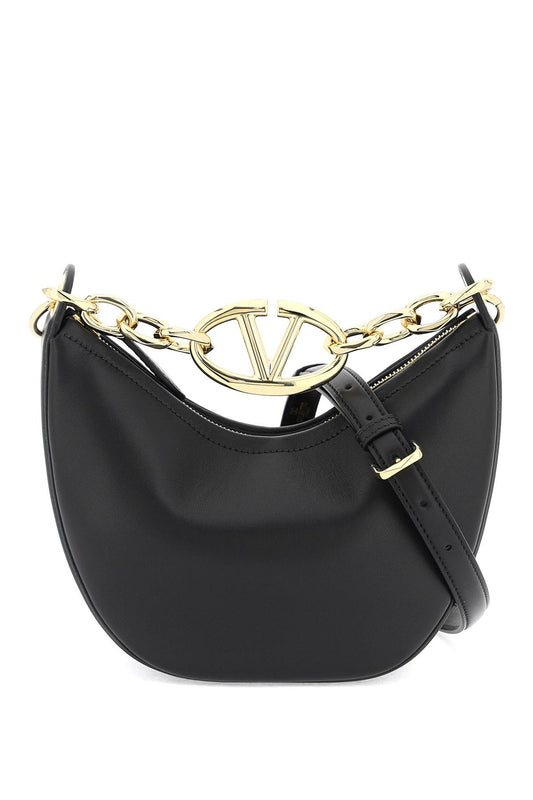 Valentino Garavani Mini Vlogo Moon Bag In Nappa Leather With Chain   Black