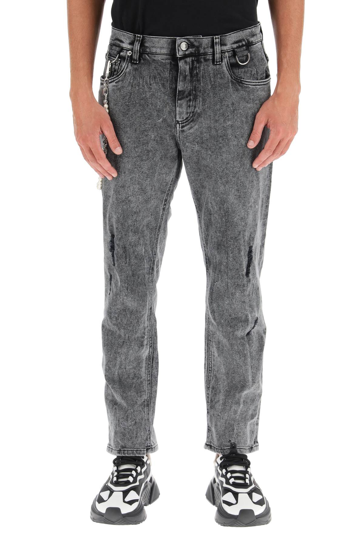 Dolce & Gabbana Loose Jeans With Keychain   Grey