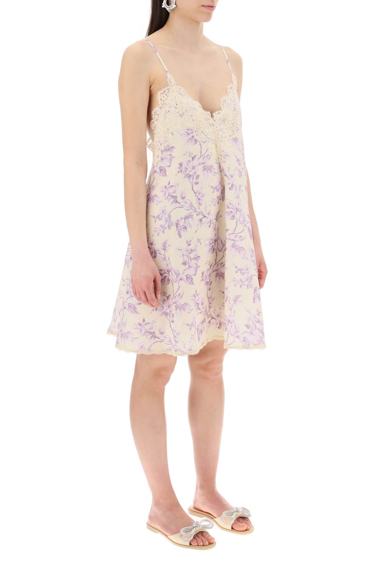 Zimmermann mini linen dress with lace trim - VivaceVenus