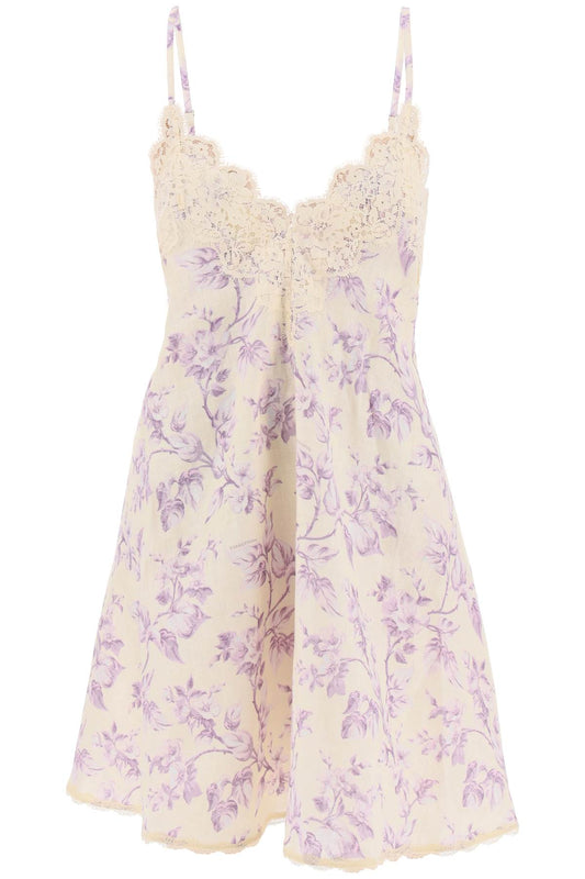 Zimmermann mini linen dress with lace trim - VivaceVenus