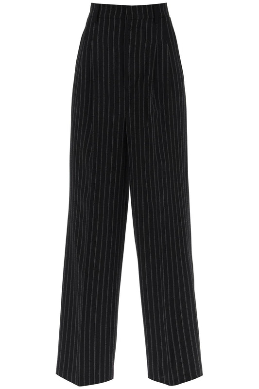 Ami Alexandre Matiussi Wide Legged Pinstripe Trousers With   Black
