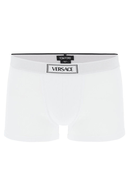 Versace Intimate Boxer Shorts With Logo Band   White