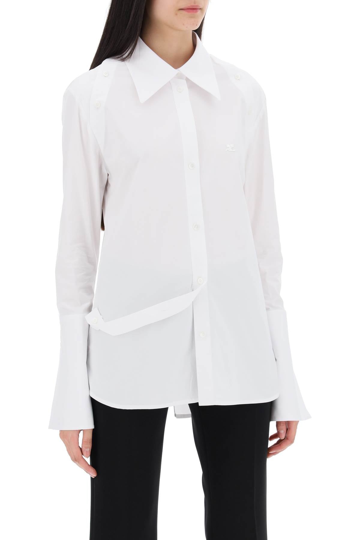 Courreges Modular Cotton Poplin Shirt   White