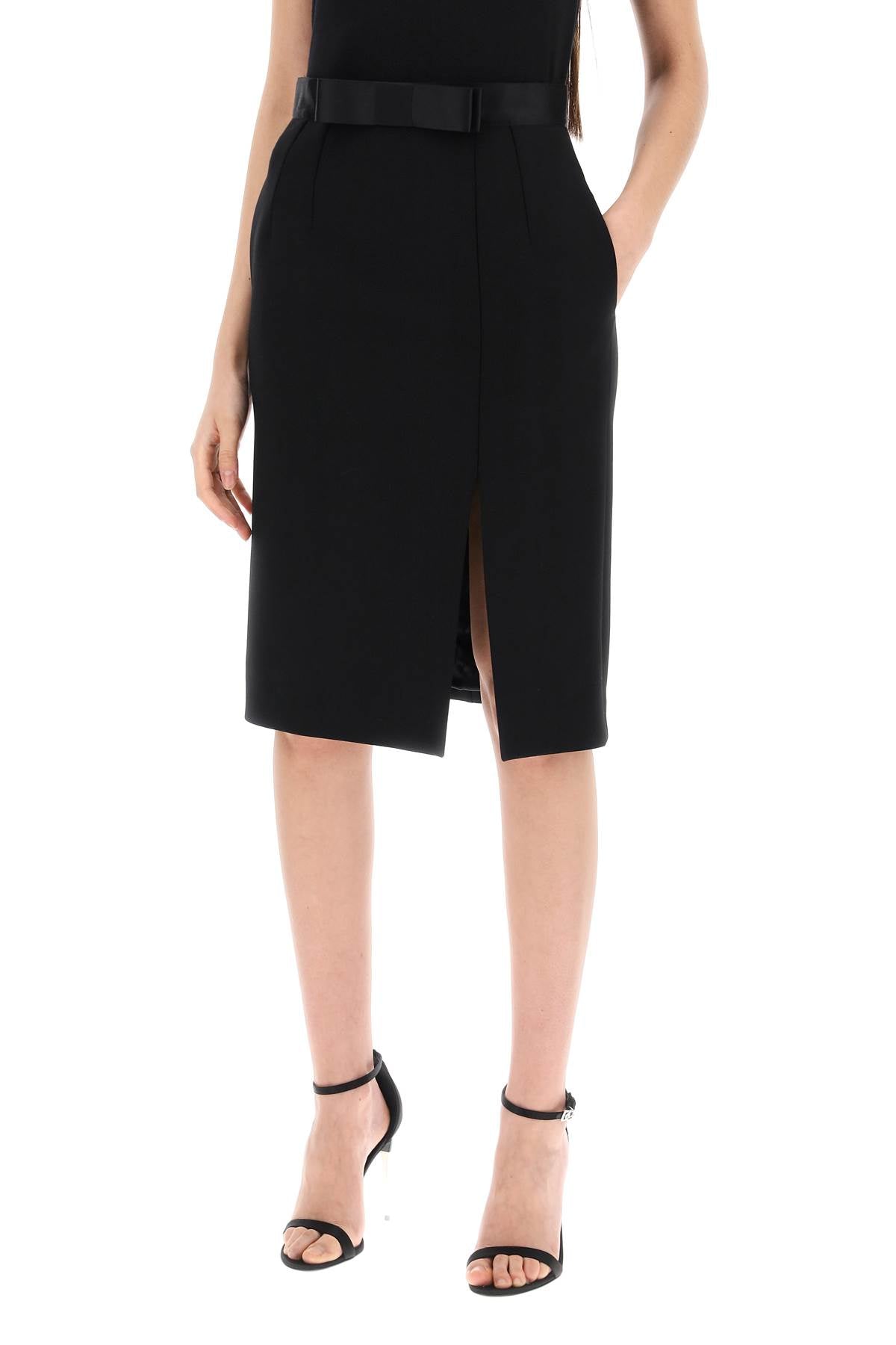 Dolce & Gabbana Replace With Double Quoteknee Length Skirt With Satin   Black