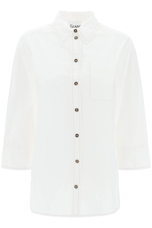 Ganni Replace With Double Quoteoversized Poplin   White