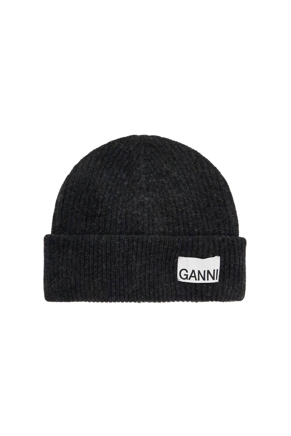 Ganni beanie hat with logo label - VivaceVenus