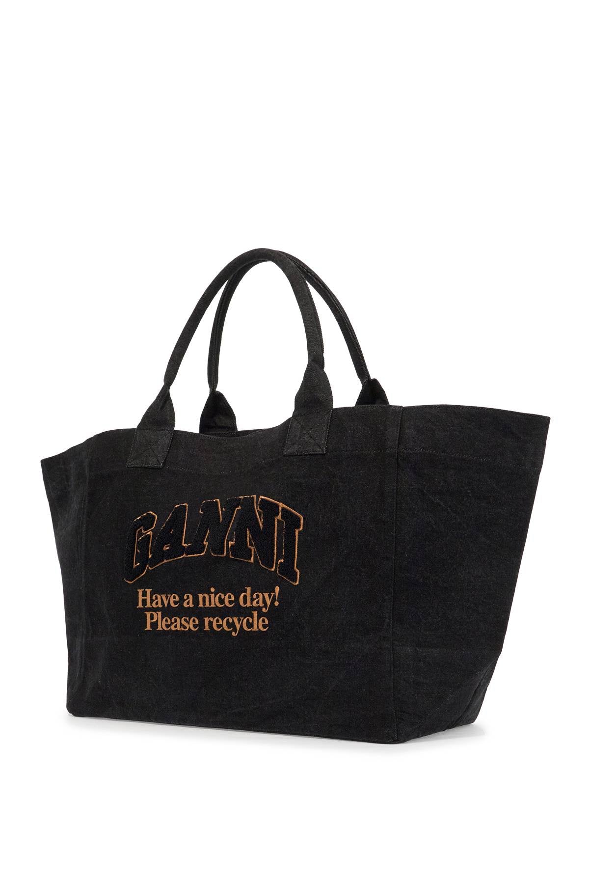 Ganni denim logo tote bag with 9 - VivaceVenus