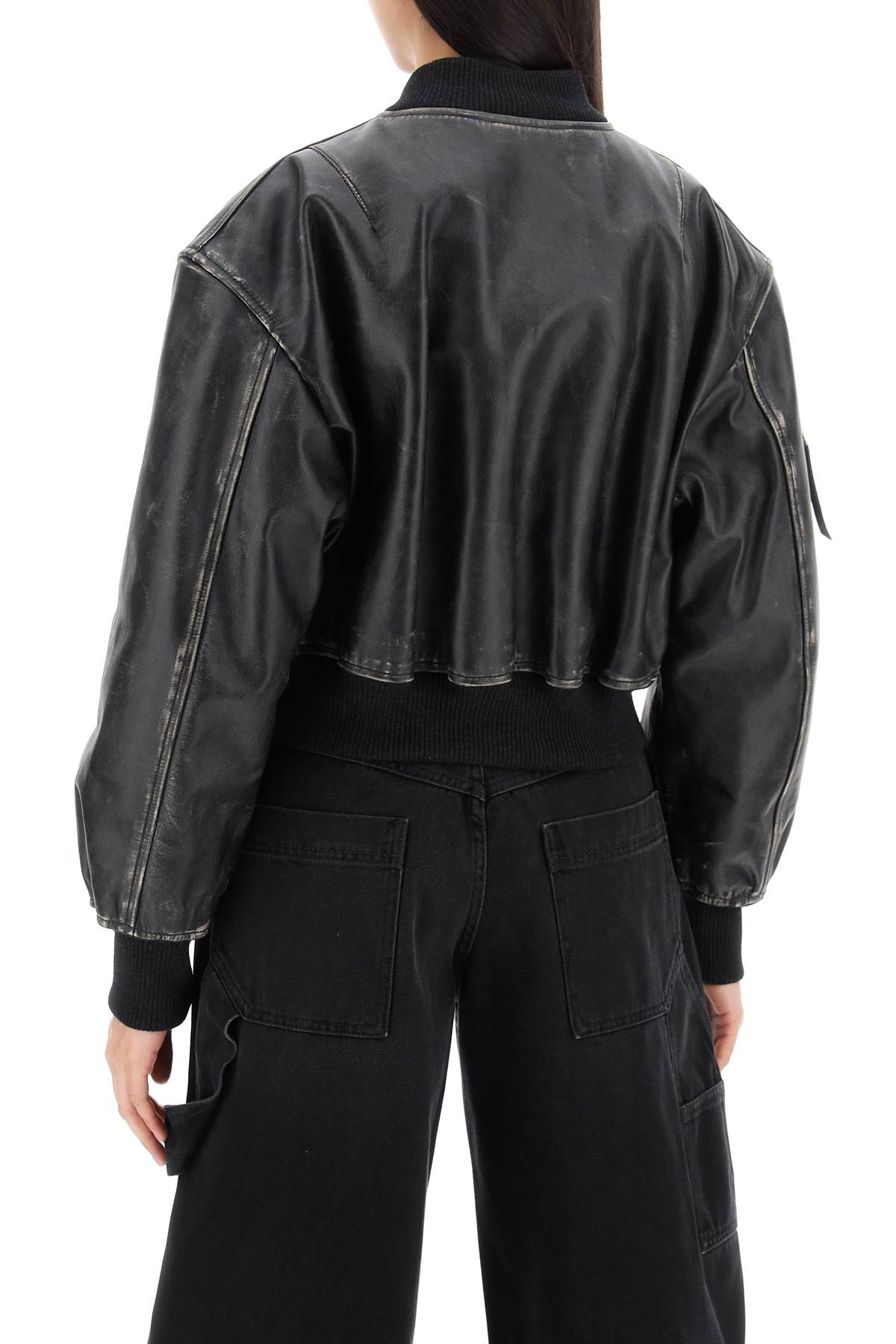 Acne Studios aged leather bomber jacket with distressed treatment - VivaceVenus