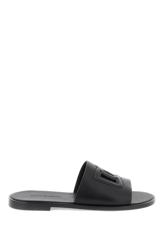 Dolce & Gabbana leather slides with dg cut-out - VivaceVenus