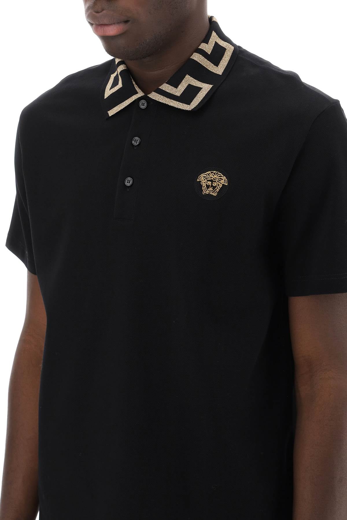 Versace taylor fit polo shirt with greca collar - VivaceVenus