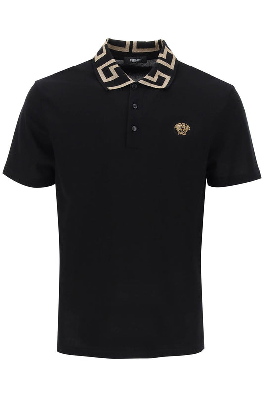 Versace taylor fit polo shirt with greca collar - VivaceVenus