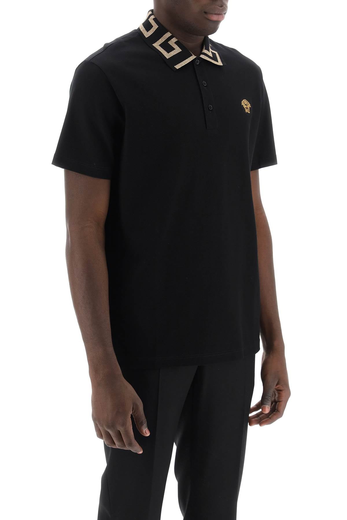 Versace taylor fit polo shirt with greca collar - VivaceVenus