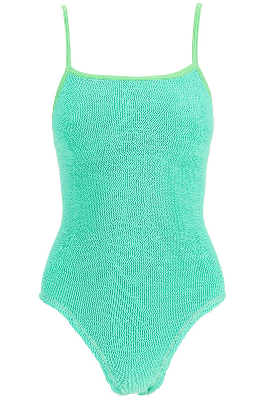 Reina Olga high-waisted neon green one-piece swimsuit with adjustable straps