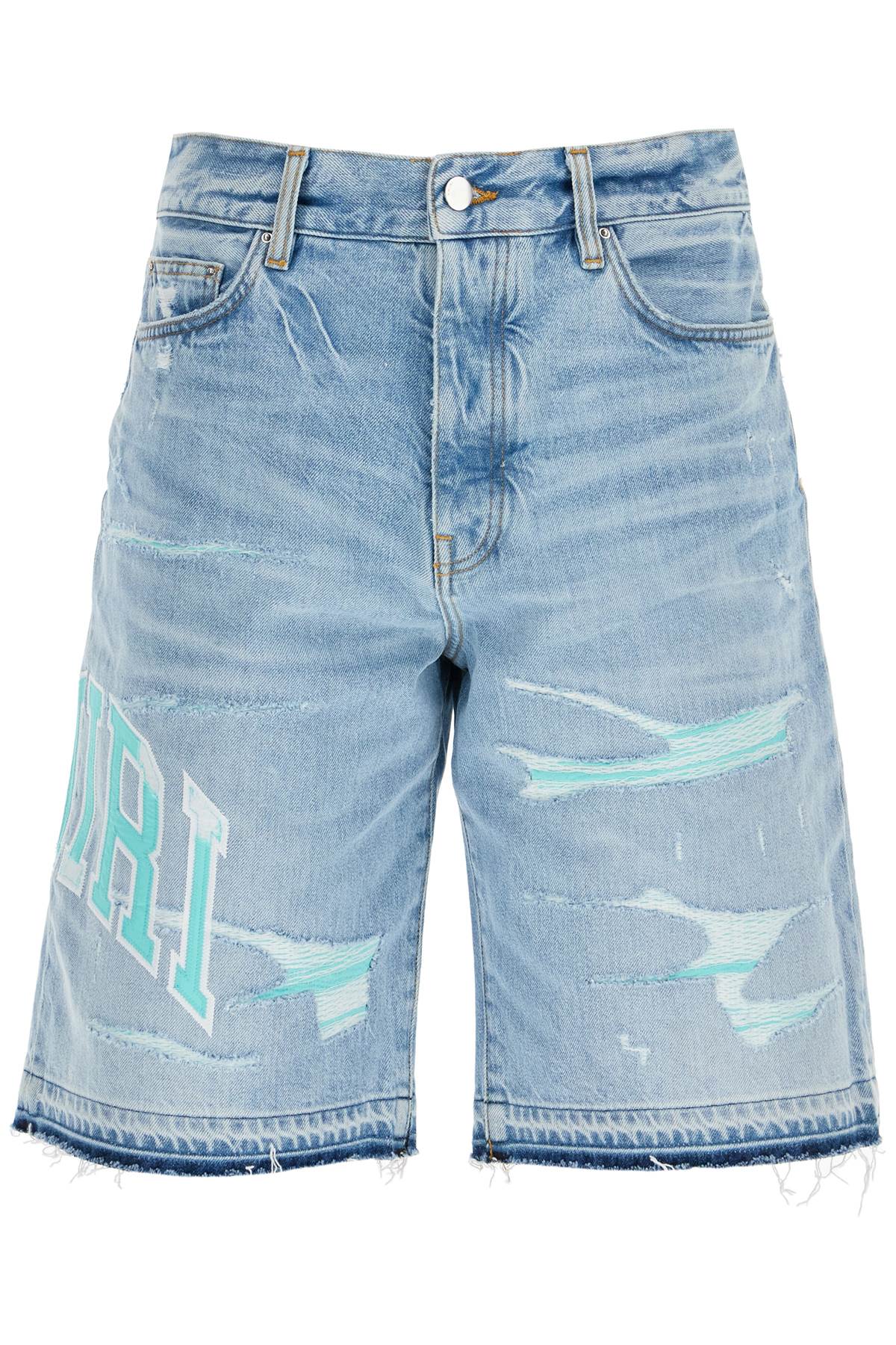 Amiri denim logo varsity bermuda shorts - VivaceVenus