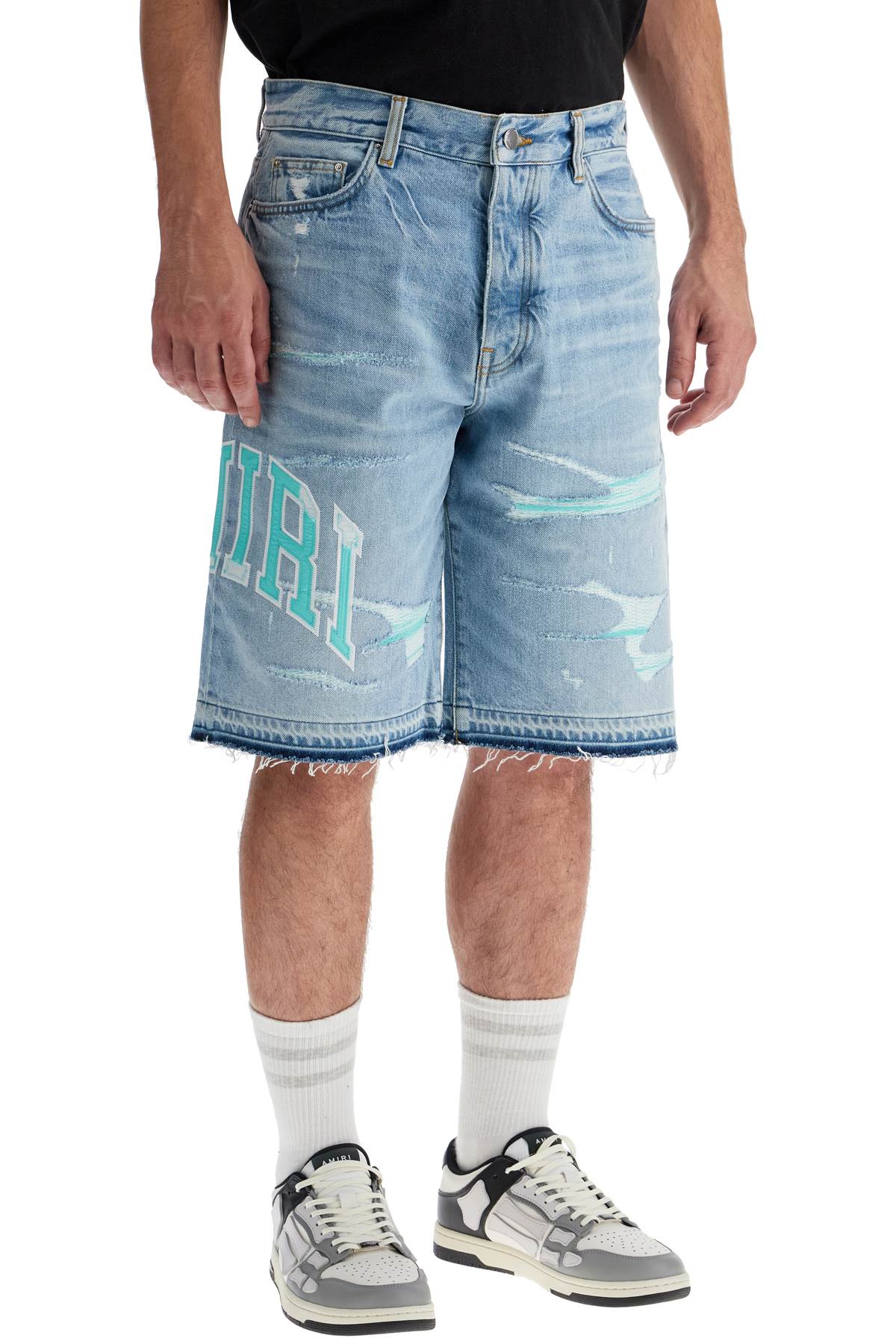 Amiri denim logo varsity bermuda shorts - VivaceVenus