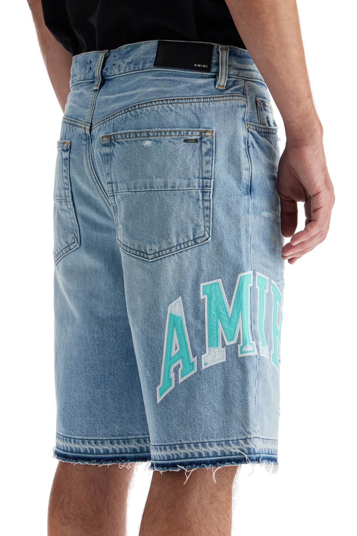 Amiri denim logo varsity bermuda shorts - VivaceVenus