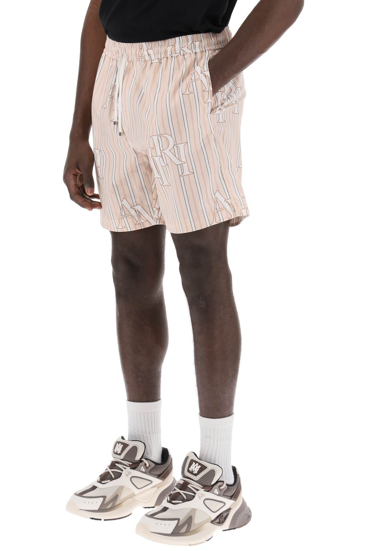 Amiri stripe technical poplin bermuda shorts with logo  "striped - VivaceVenus