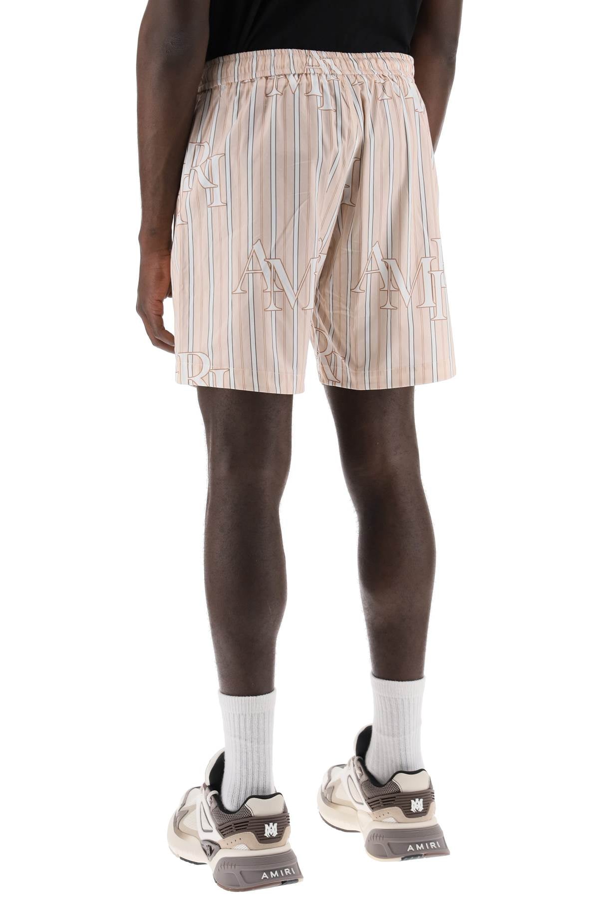 Amiri stripe technical poplin bermuda shorts with logo  "striped - VivaceVenus