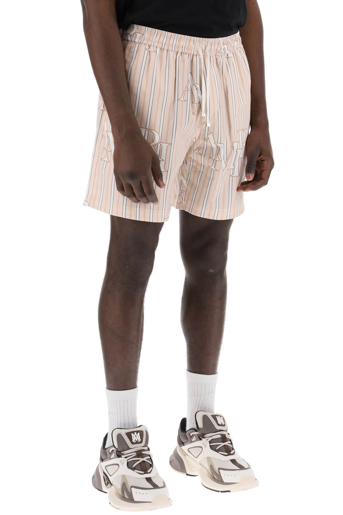 Amiri stripe technical poplin bermuda shorts with logo  "striped - VivaceVenus