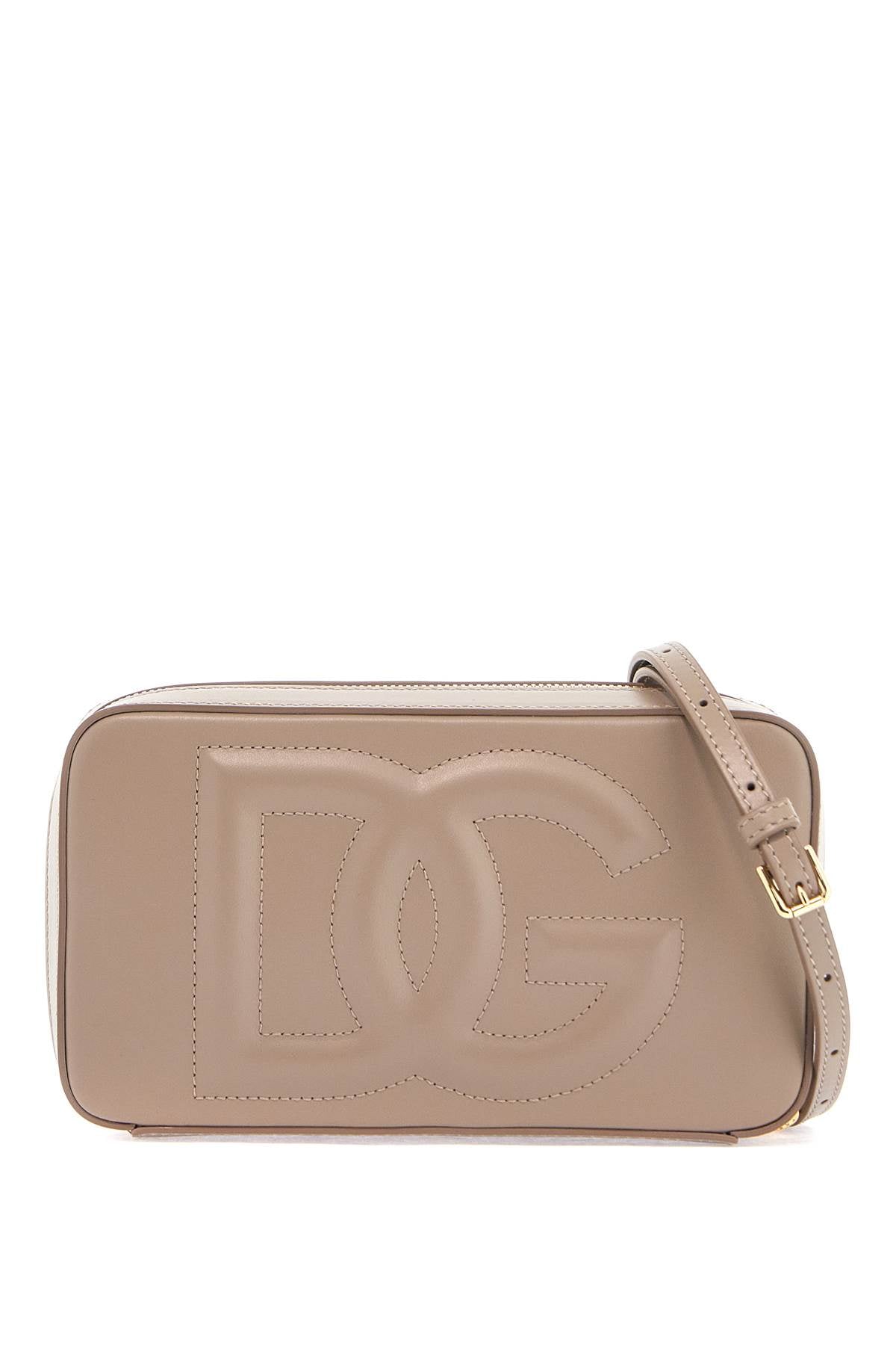 Dolce & Gabbana taupe leather shoulder bag with gold zip