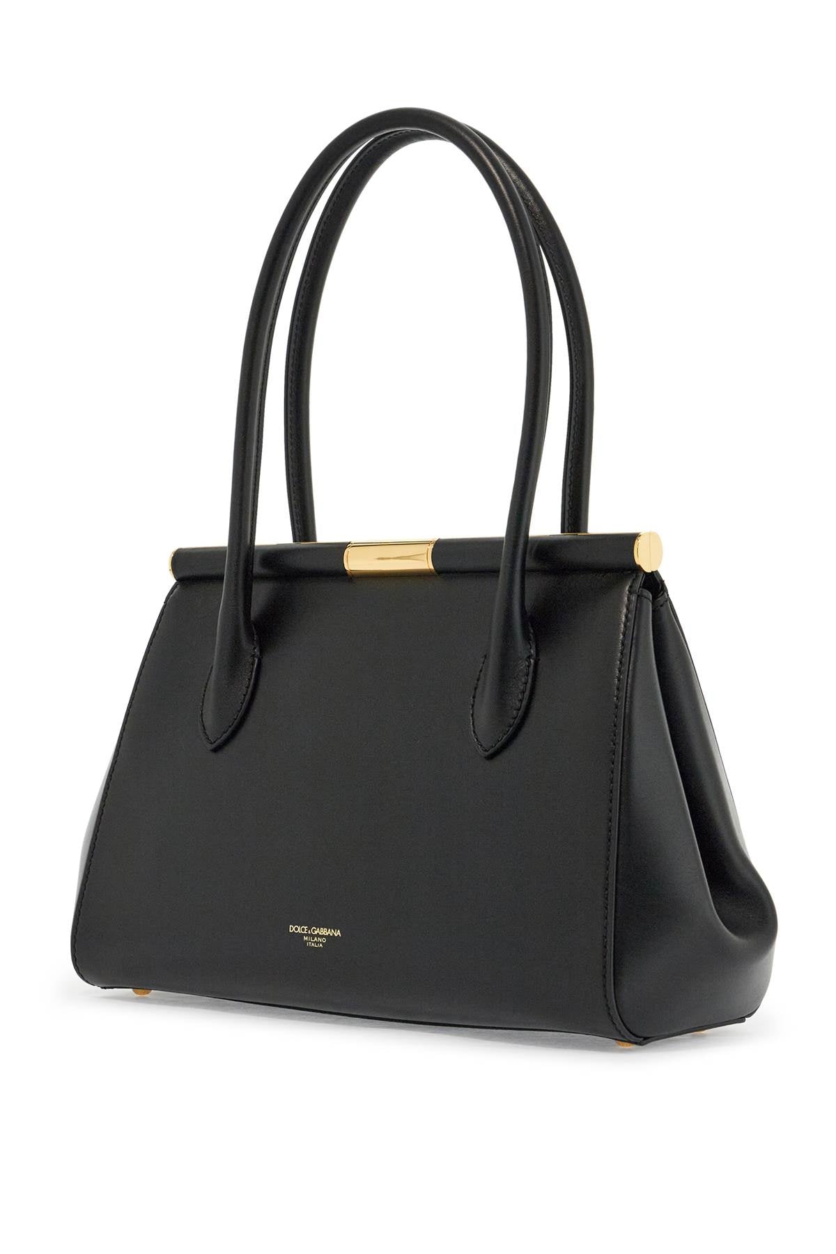 Dolce & Gabbana black calfskin handbag with snap closure - VivaceVenus