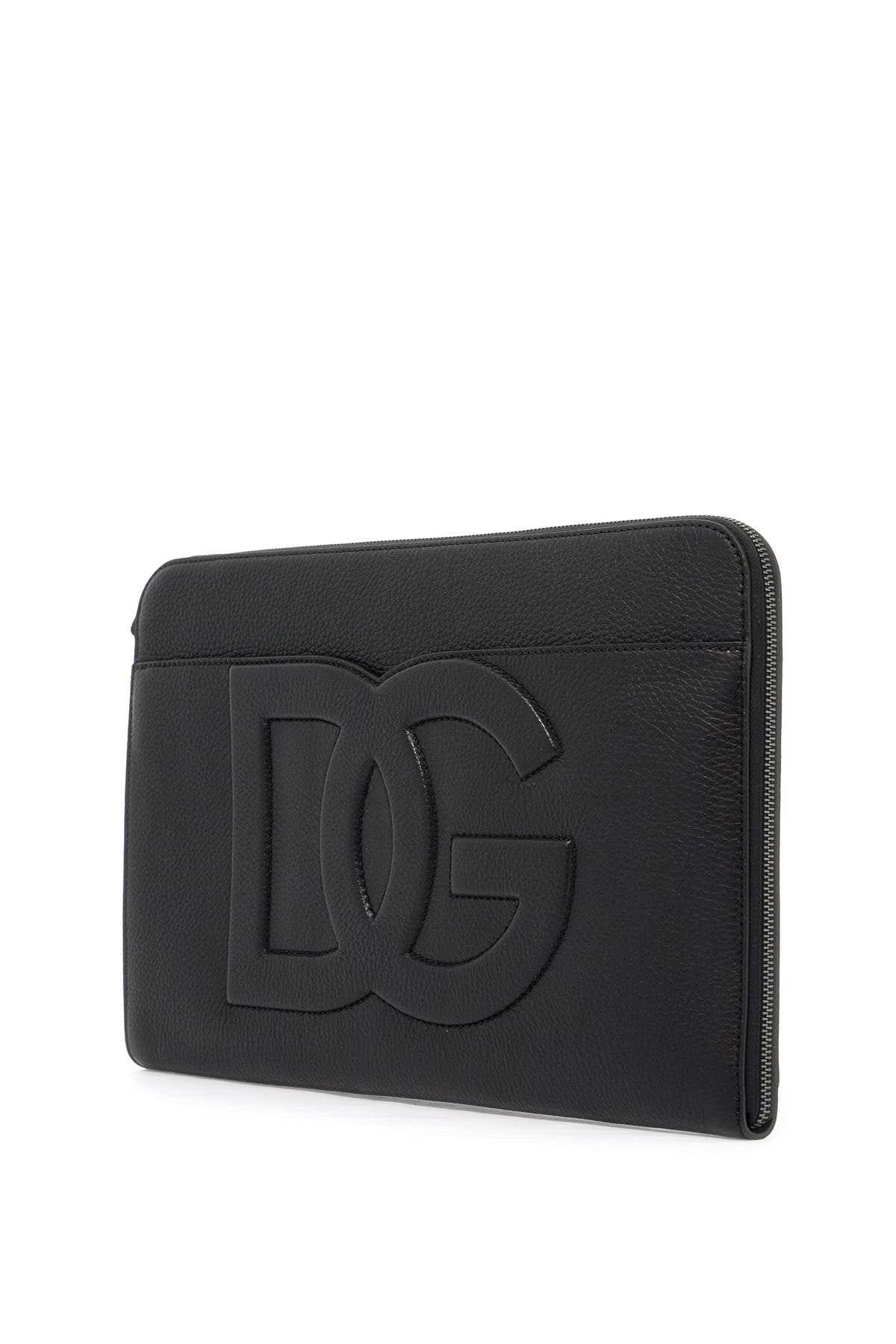 Dolce & Gabbana large hammered leather pouch - VivaceVenus