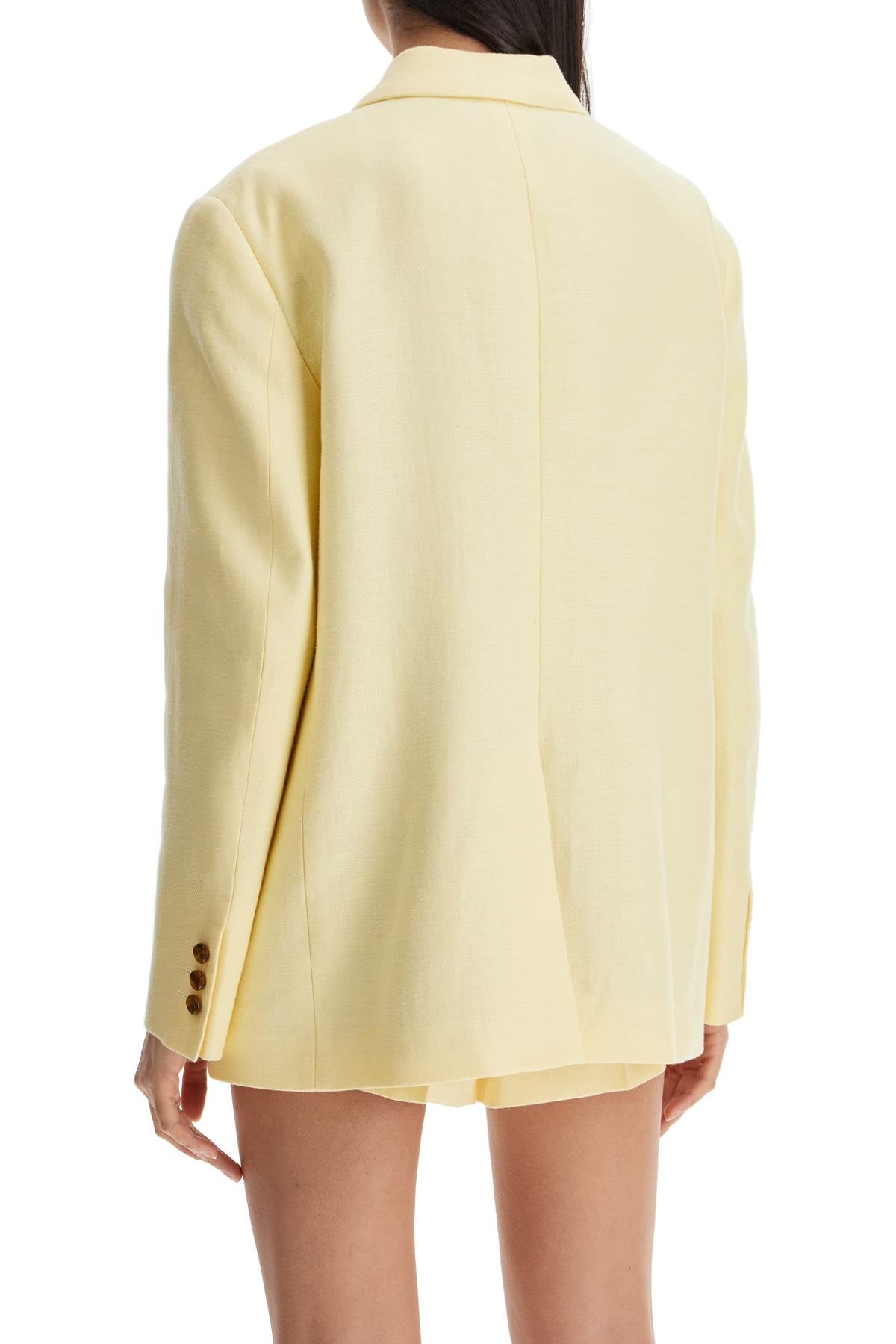 Blaze Milano light yellow linen oversized blazer - VivaceVenus