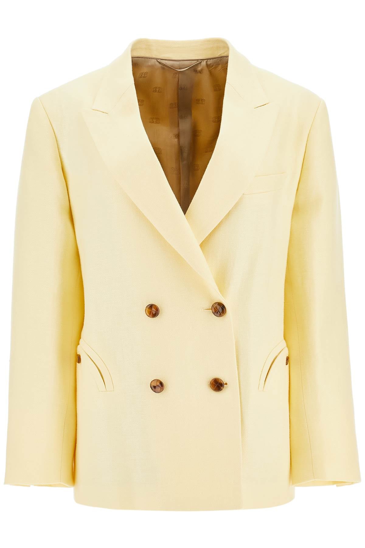 Blaze Milano light yellow linen oversized blazer - VivaceVenus