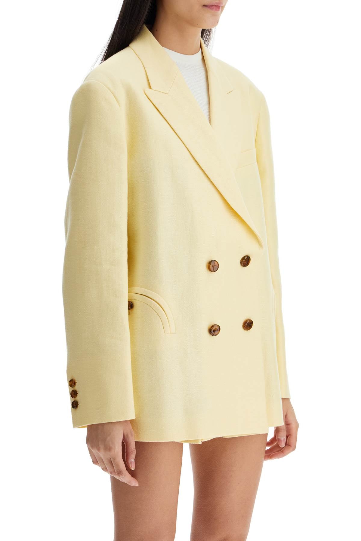 Blaze Milano light yellow linen oversized blazer - VivaceVenus