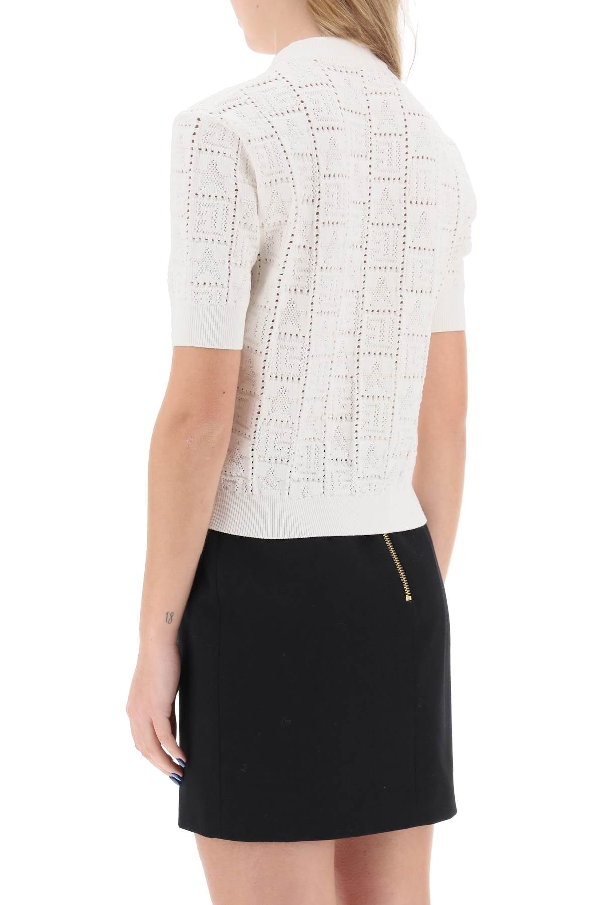 Balmain short-sleeved top in monogram knit