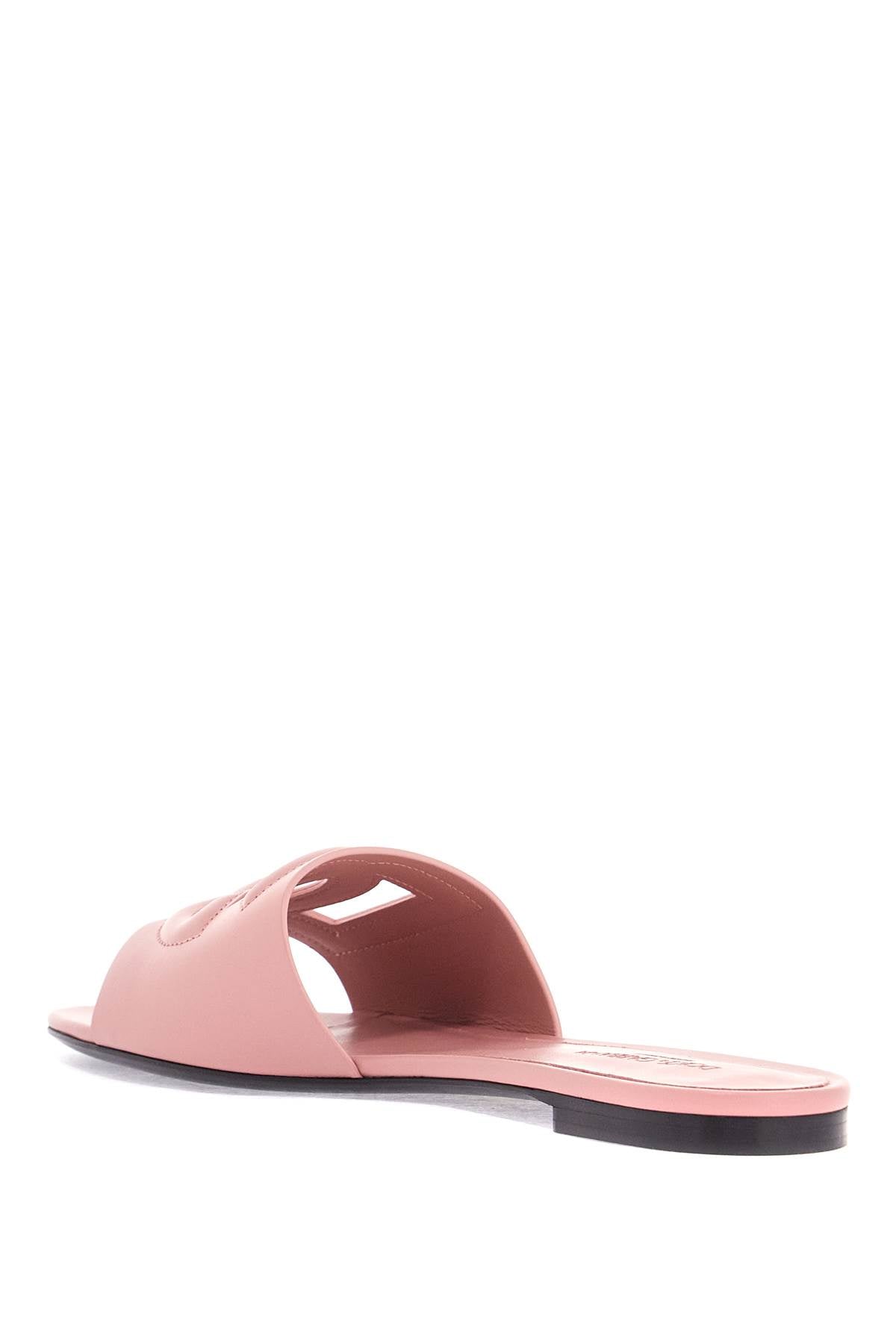 Dolce & Gabbana flat slipper in pink calfskin with embossed dg logo - VivaceVenus