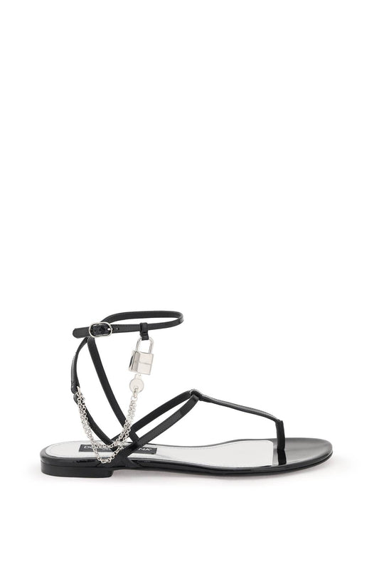 Dolce & Gabbana patent leather thong sandals with padlock - VivaceVenus