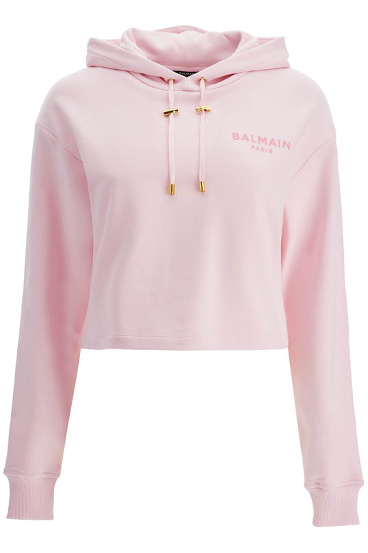 Balmain cropped hoodie with hood.