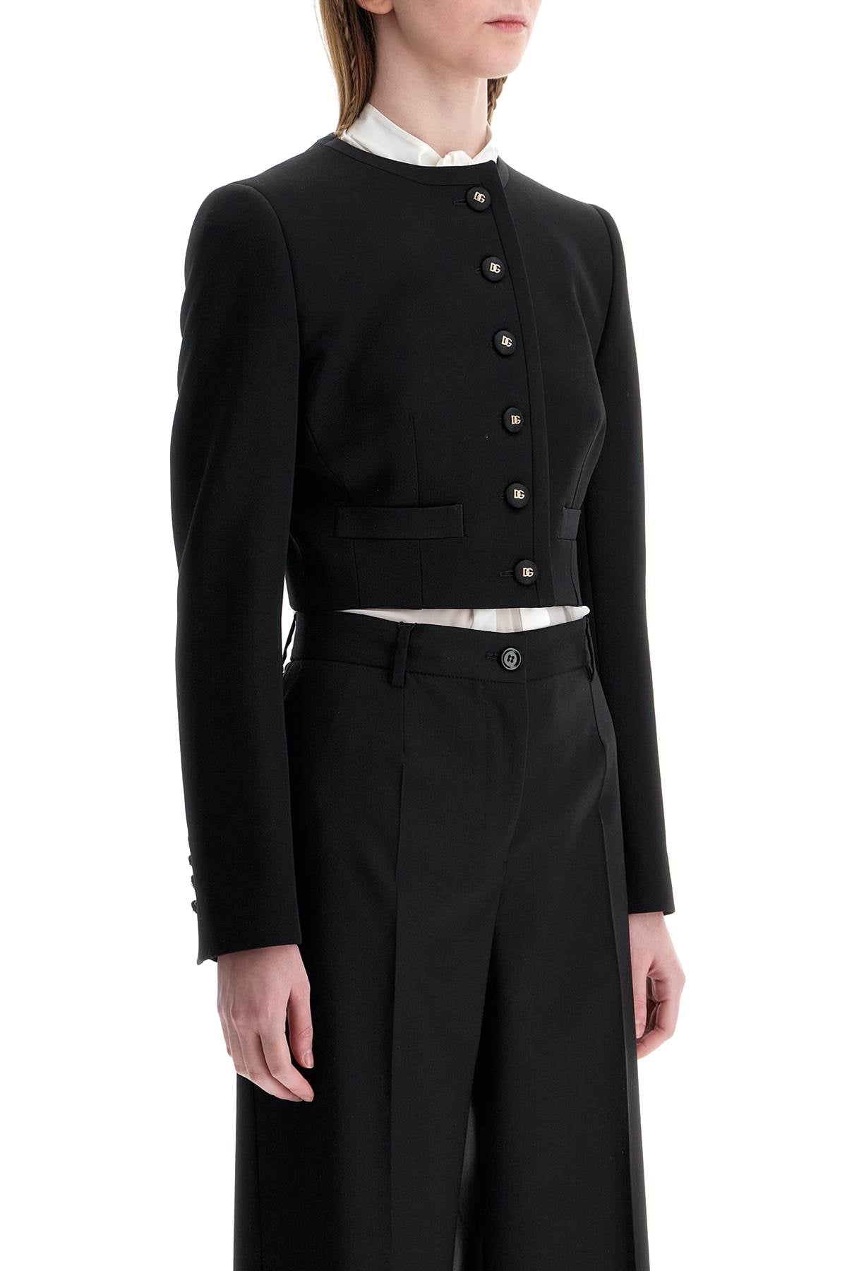 Dolce & Gabbana black wool blazer with logo buttons - VivaceVenus