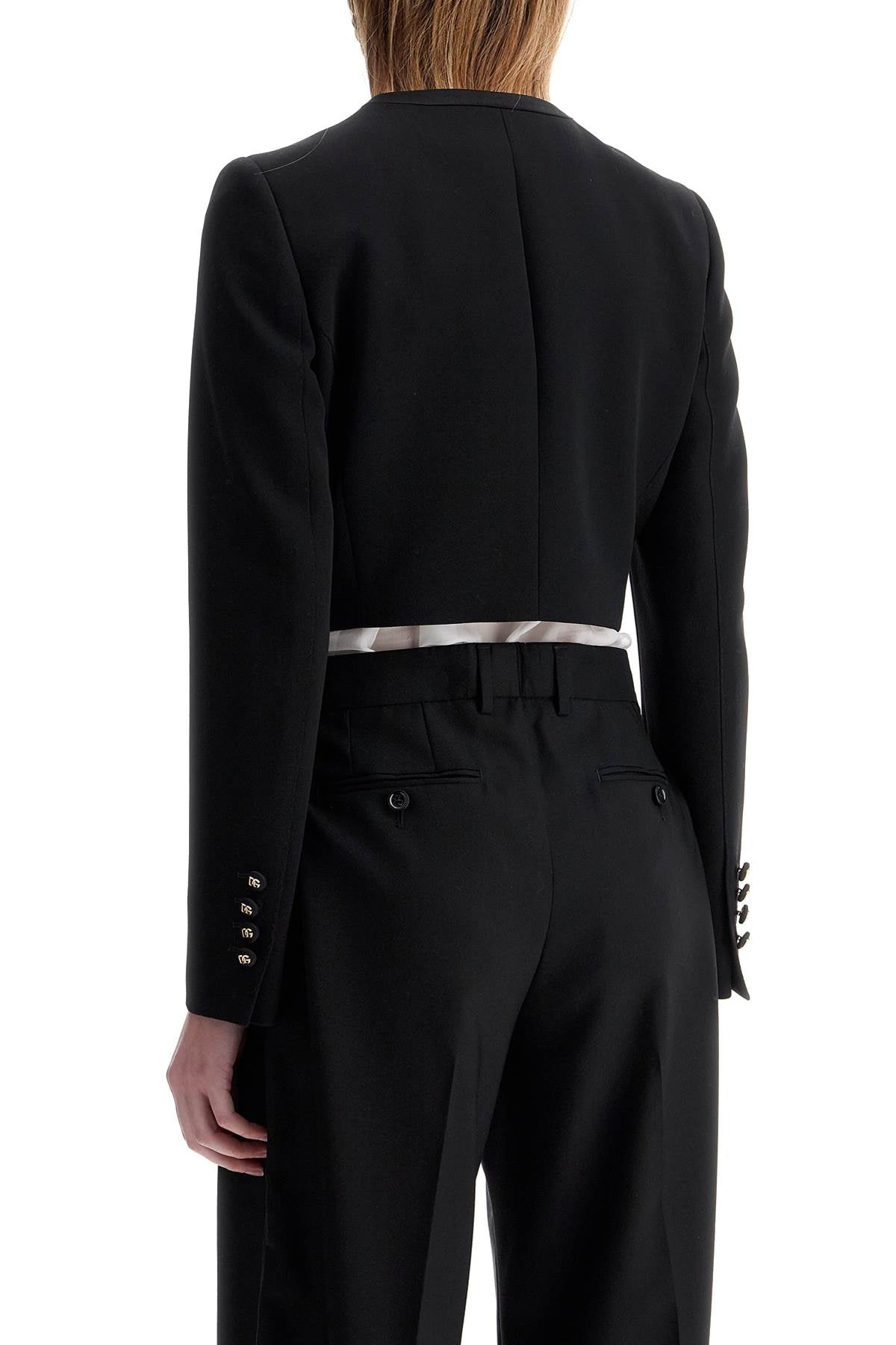 Dolce & Gabbana black wool blazer with logo buttons - VivaceVenus