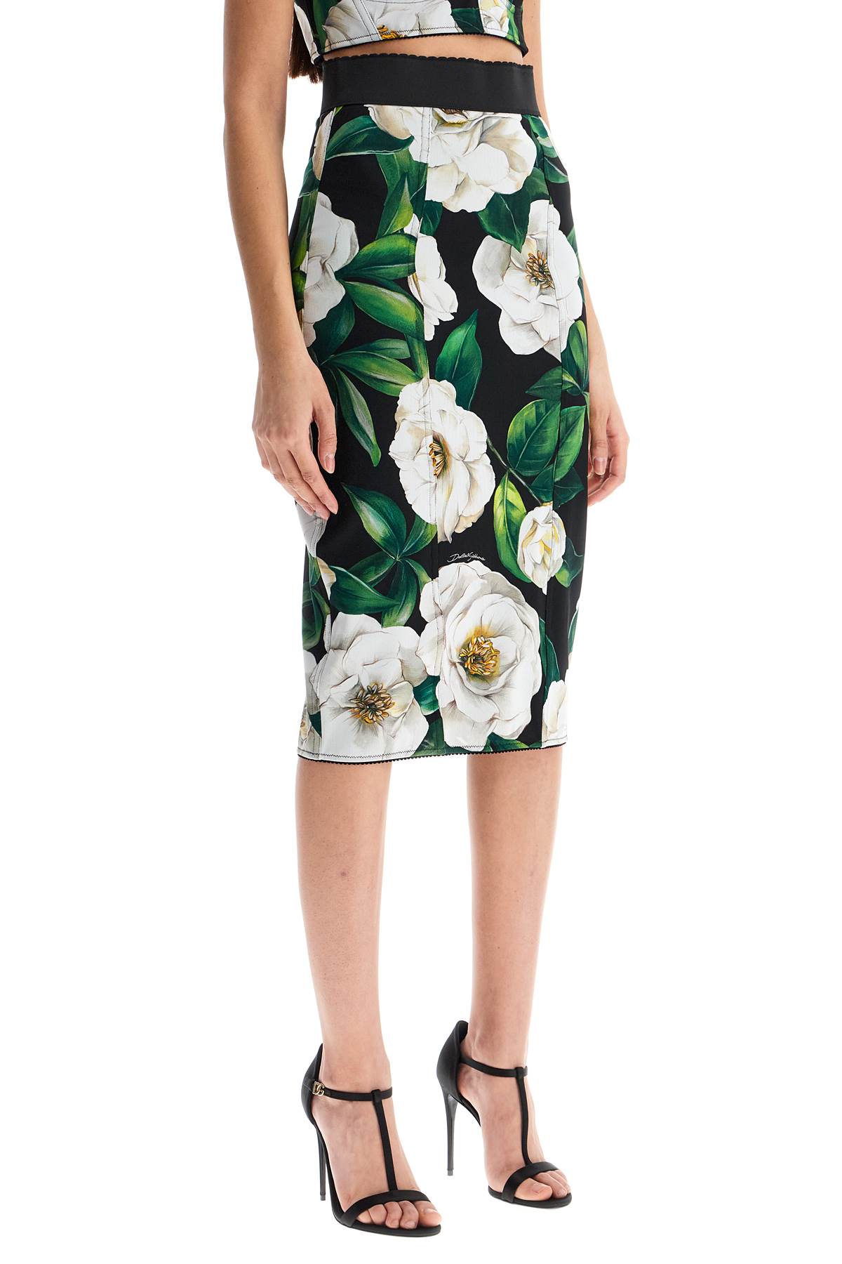 Dolce & Gabbana black floral synthetic knee-length skirt - VivaceVenus