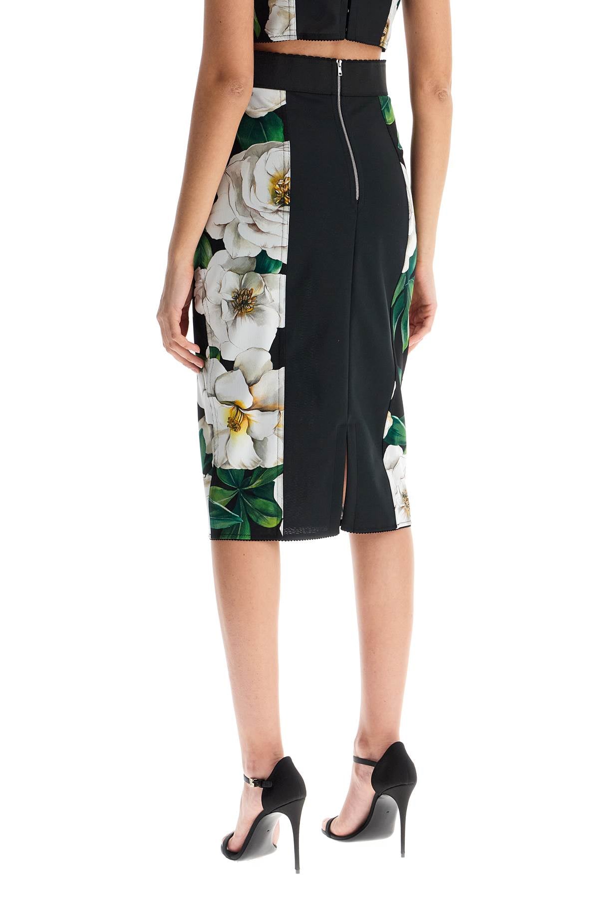 Dolce & Gabbana black floral synthetic knee-length skirt - VivaceVenus