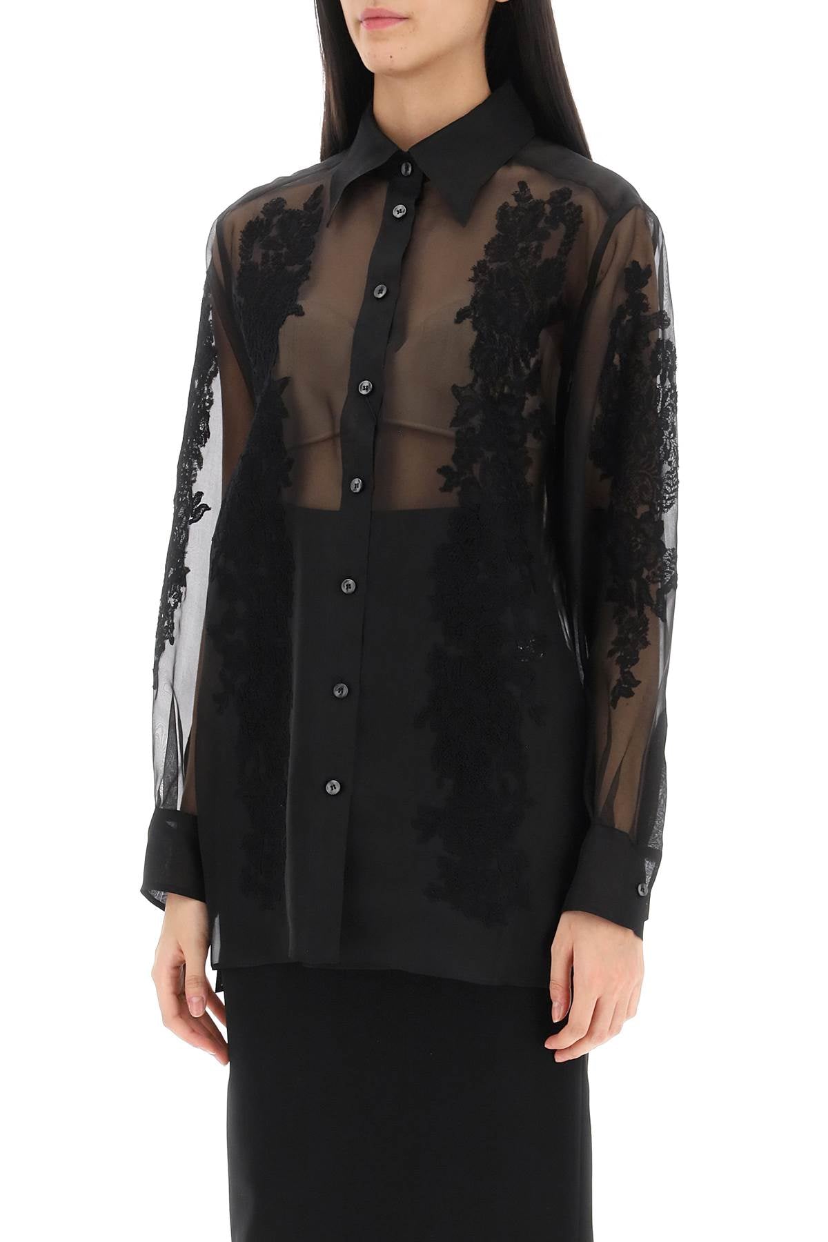 Dolce & Gabbana organza shirt with lace inserts - VivaceVenus