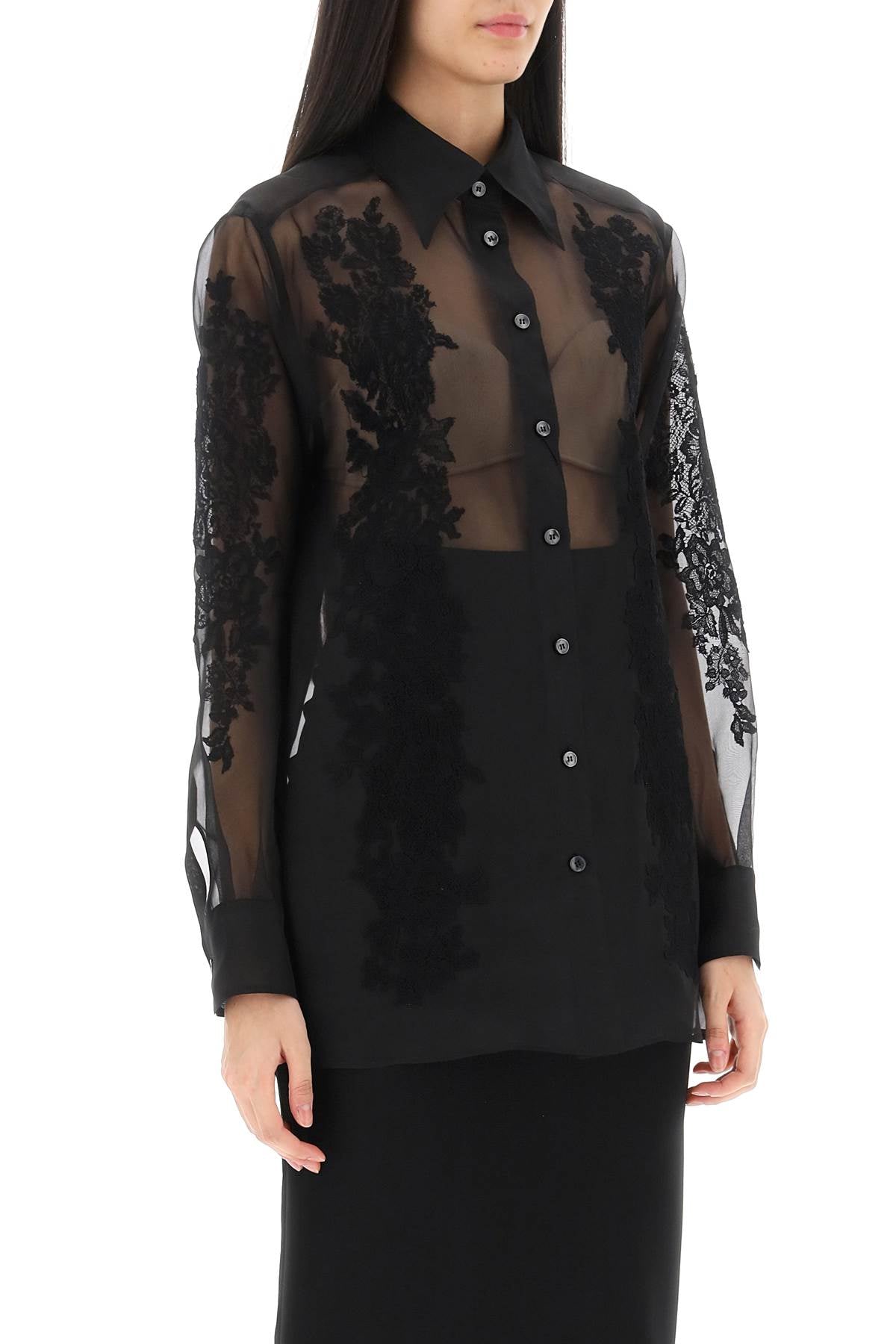 Dolce & Gabbana organza shirt with lace inserts - VivaceVenus