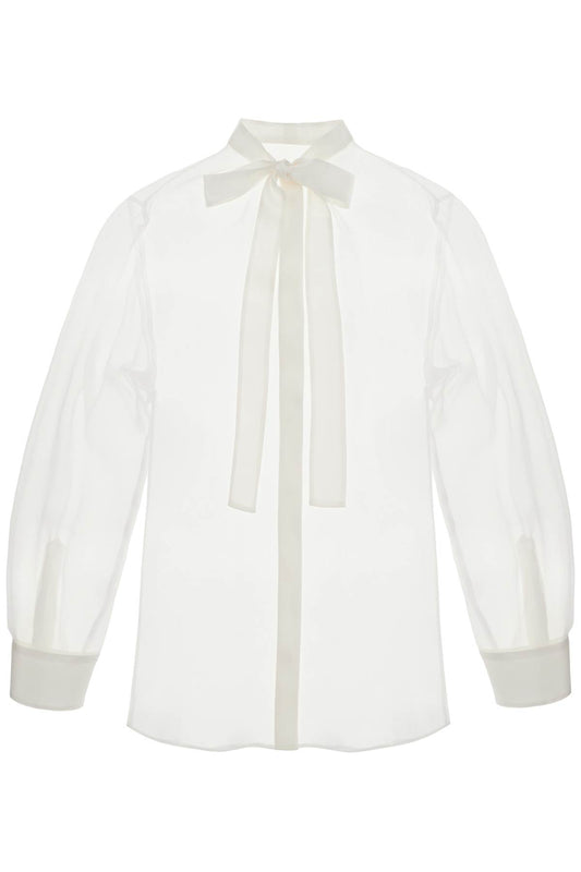 Dolce & Gabbana optical white silk shirt with mandarin collar